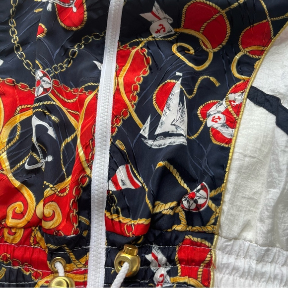 Vintage Track Poker Elastic Waist Lightweight Full Zip Jacket Coat White Medium - Picture 10 of 10